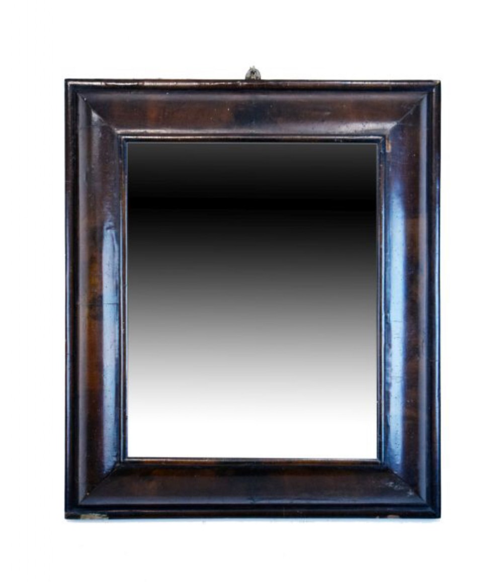 C17th walnut cushion mirror