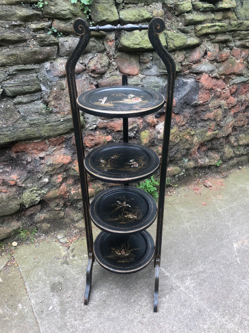 Edwardian chinoiserie 4 tier cake stand 