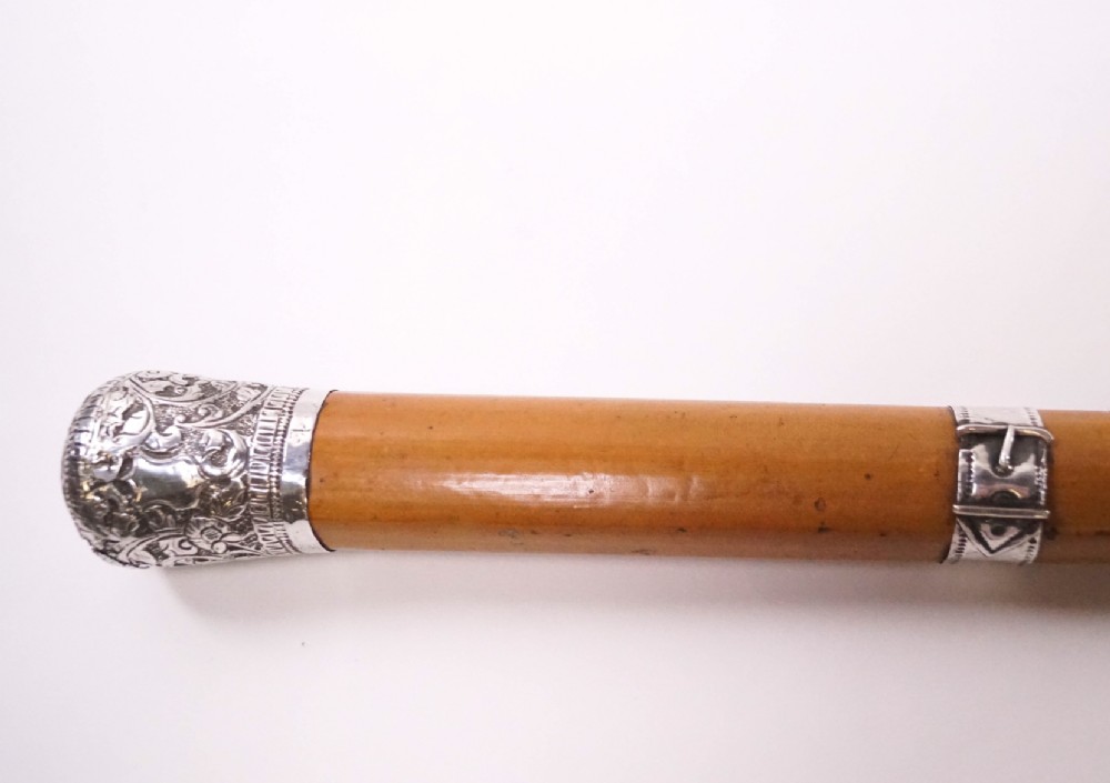 Silver topped malacca walking cane
