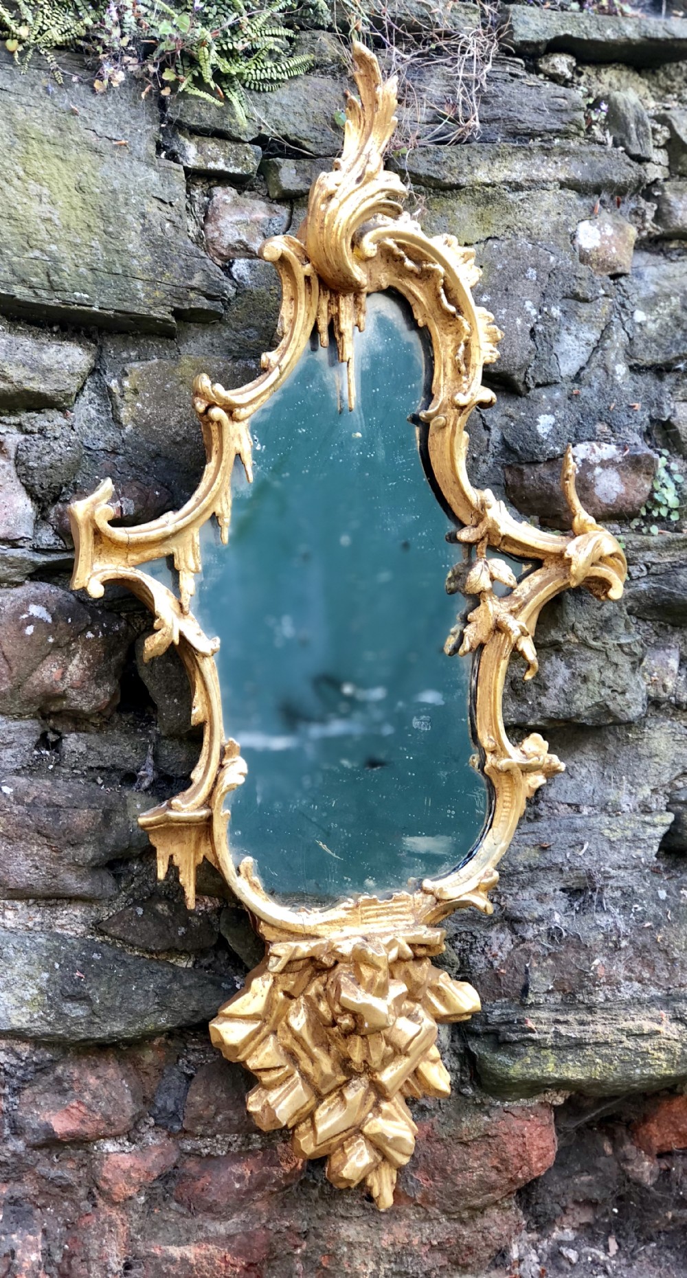 George III giltwood carved Chippendale rococo wall mirror