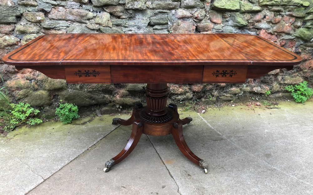 Regency Mahogany sofa table inlayed in ebony  View II