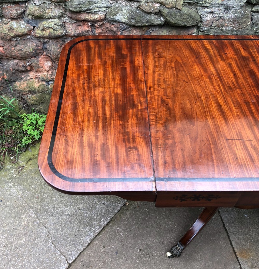 Regency Mahogany sofa table inlayed in ebony  View V