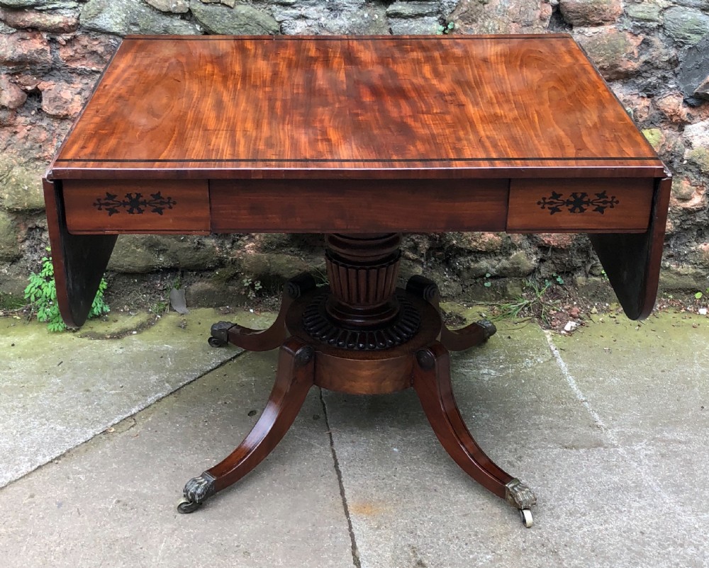 Regency Mahogany sofa table inlayed in ebony  View XI