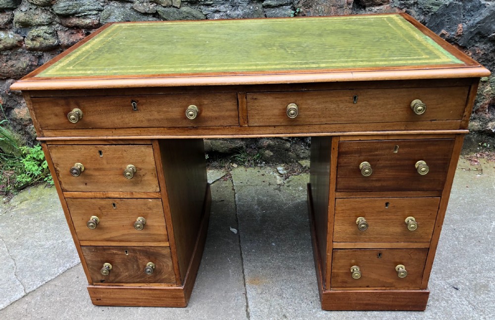 C19th small mahogany pedestal desk View V