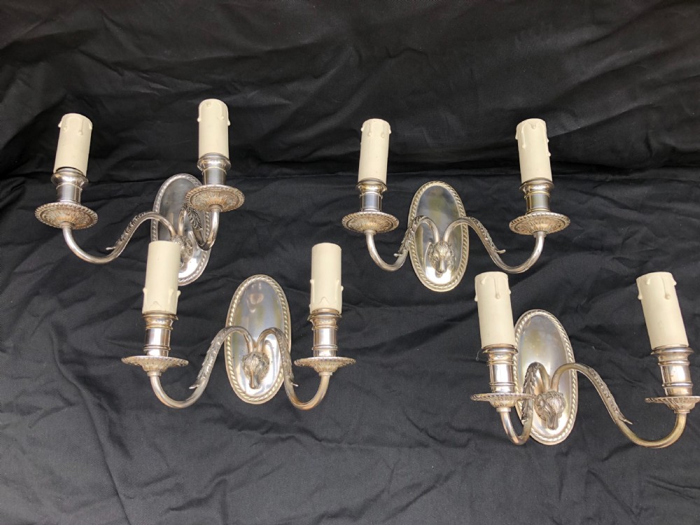 Edwardian silver plated ceiling light and four matching wall lights  View II