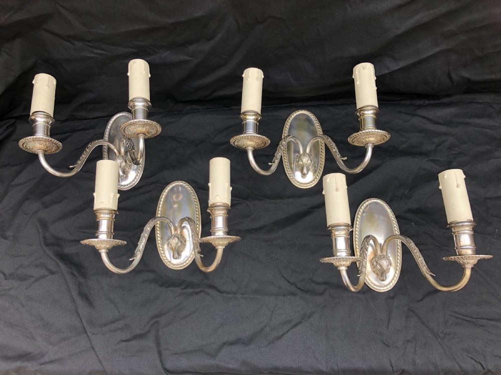 Edwardian silver plated ceiling light and four matching wall lights  View XI
