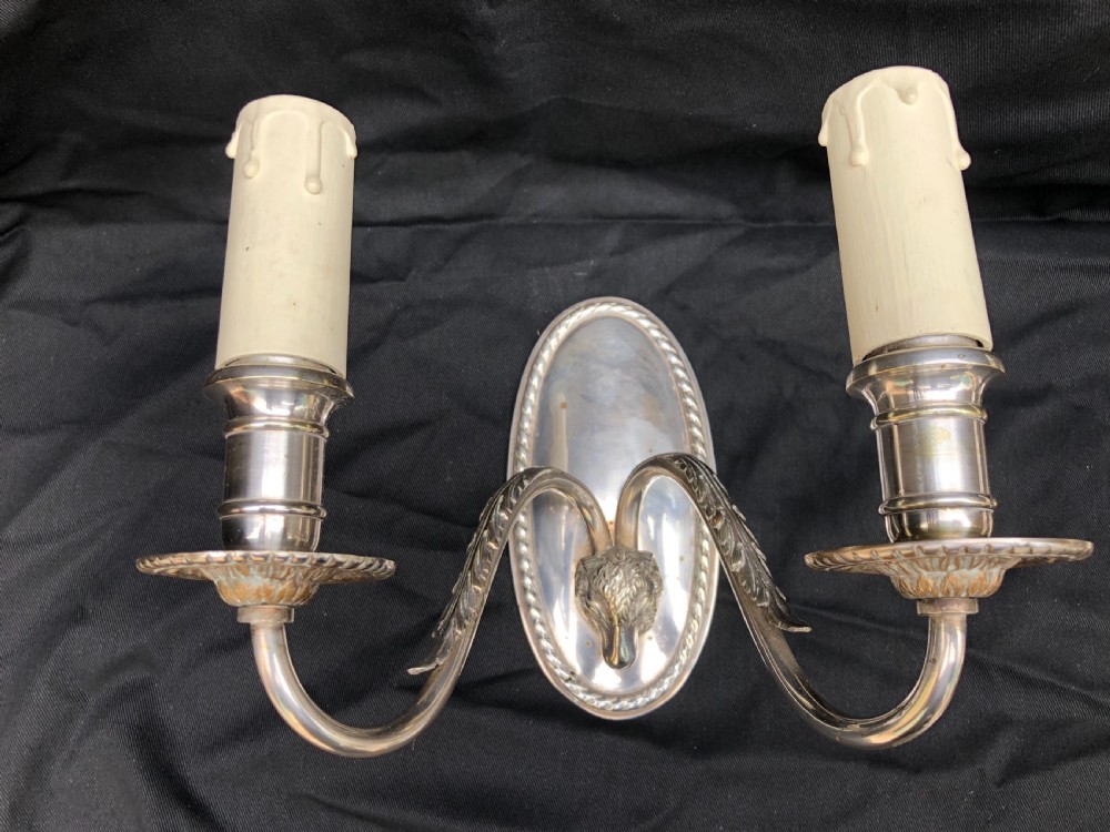 Edwardian silver plated ceiling light and four matching wall lights  View XII