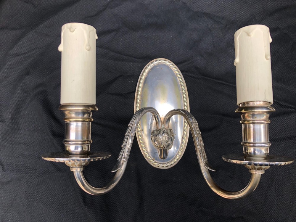 Edwardian silver plated ceiling light and four matching wall lights  View XIII