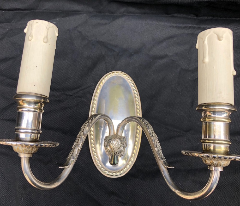Edwardian silver plated ceiling light and four matching wall lights  View XIV