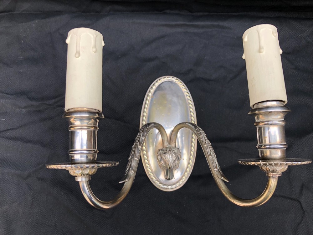 Edwardian silver plated ceiling light and four matching wall lights  View XV