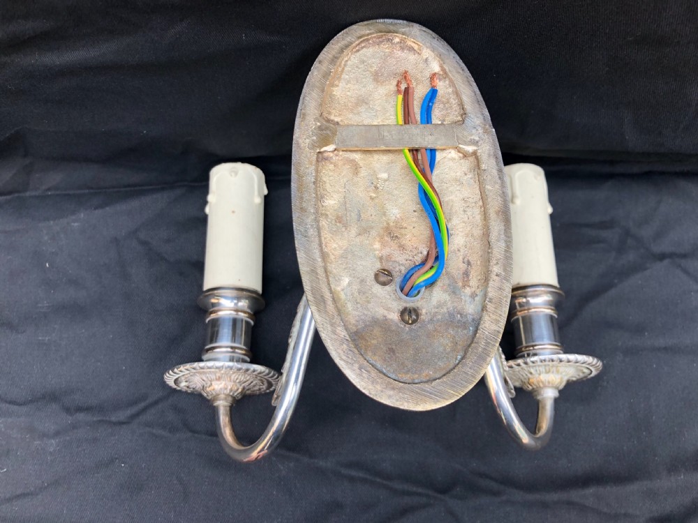 Edwardian silver plated ceiling light and four matching wall lights  View XVI