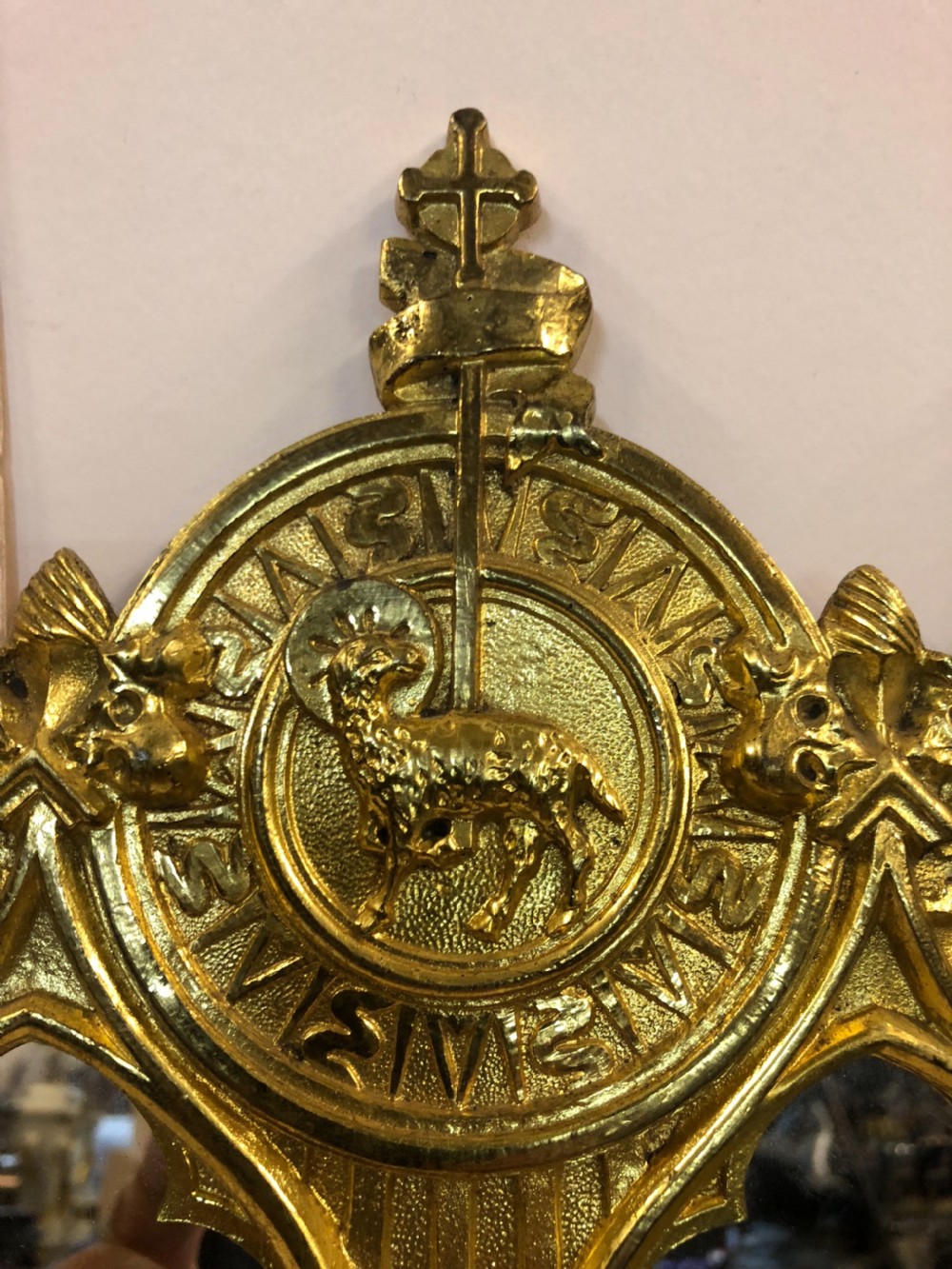 C19th Gothic mirror triptych in gilded bronze  View VI