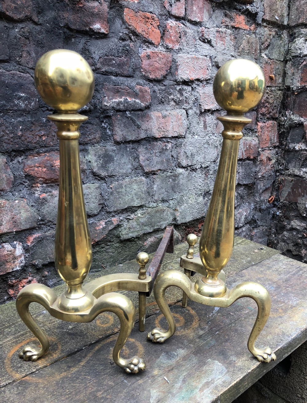 C19th brass Andirons 