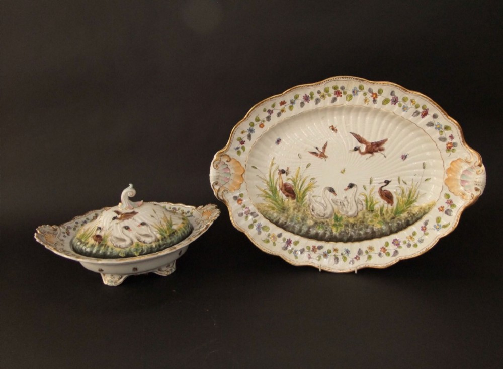 C19th Naples covered tureen and stand 