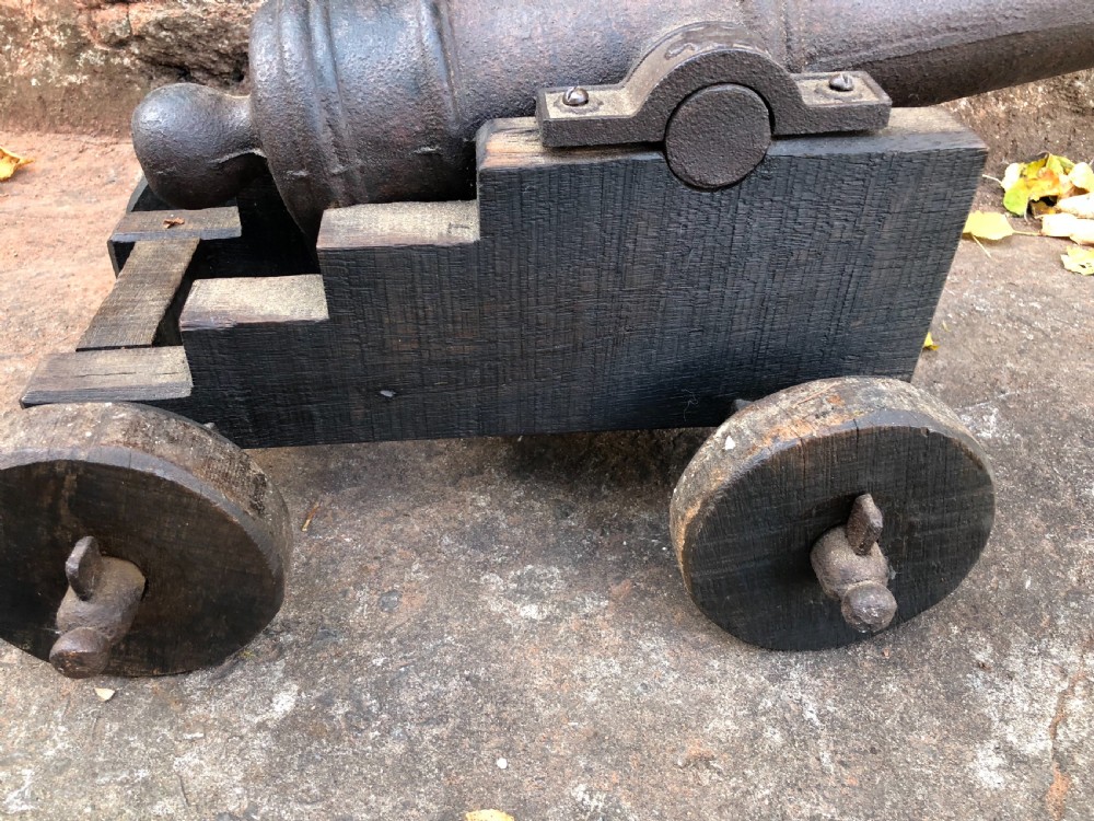 C19th small cannon on wood and cast iron stand  View VIII