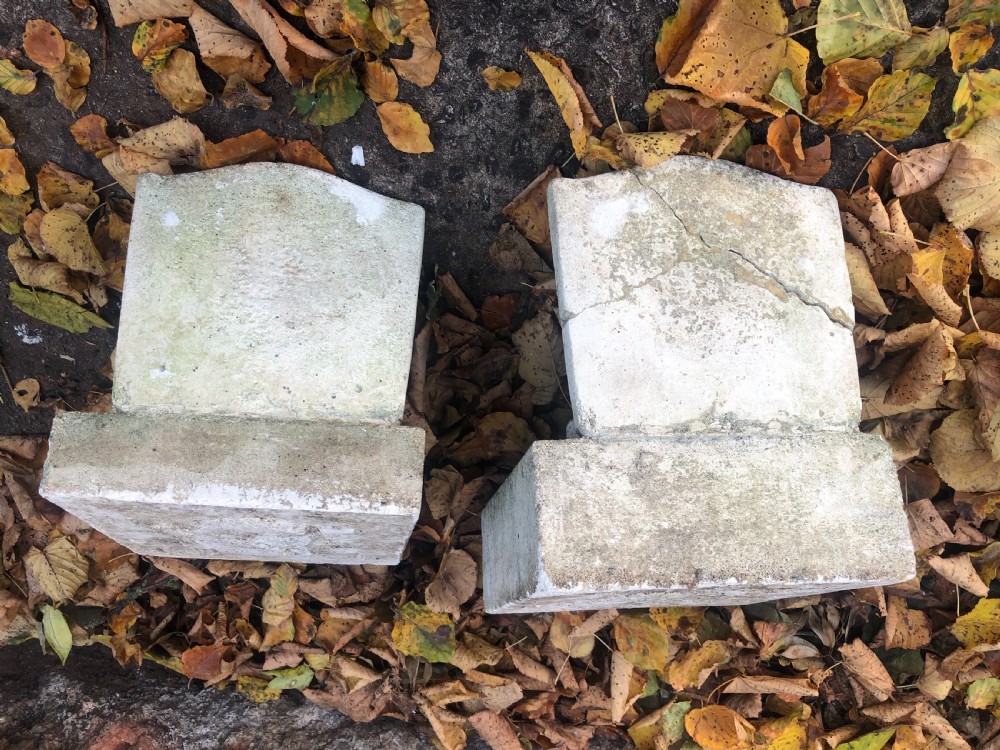 Early  20th Pair cast stone corbels mounted on stone backs  View VI