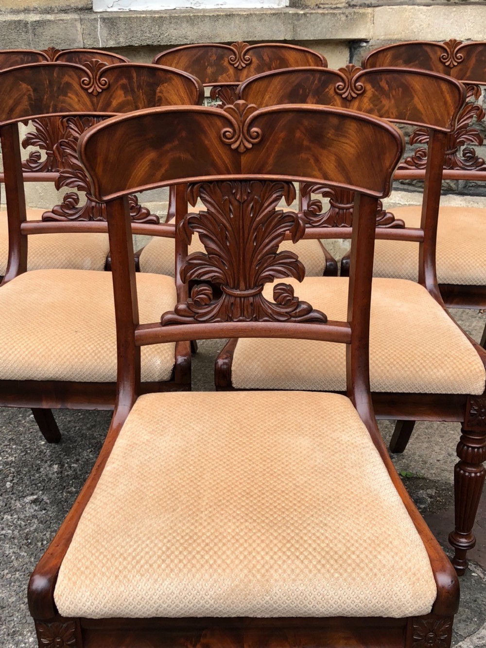 Set of six carved mahogany dining chairs  View II