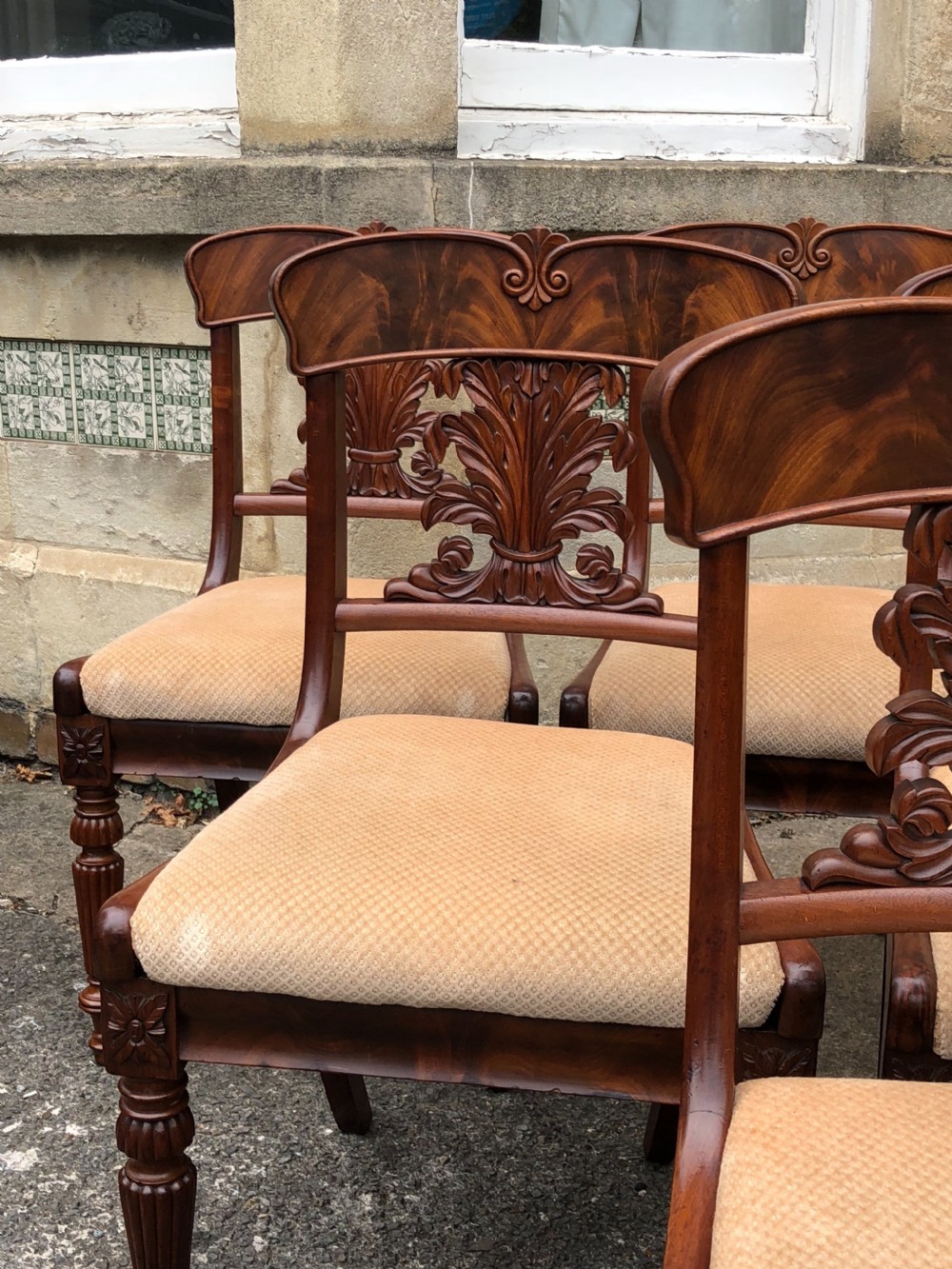 Set of six carved mahogany dining chairs  View V