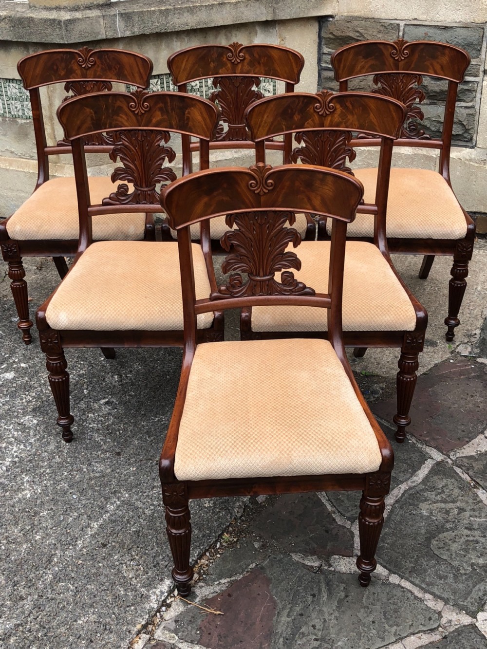 Set of six carved mahogany dining chairs  View VI
