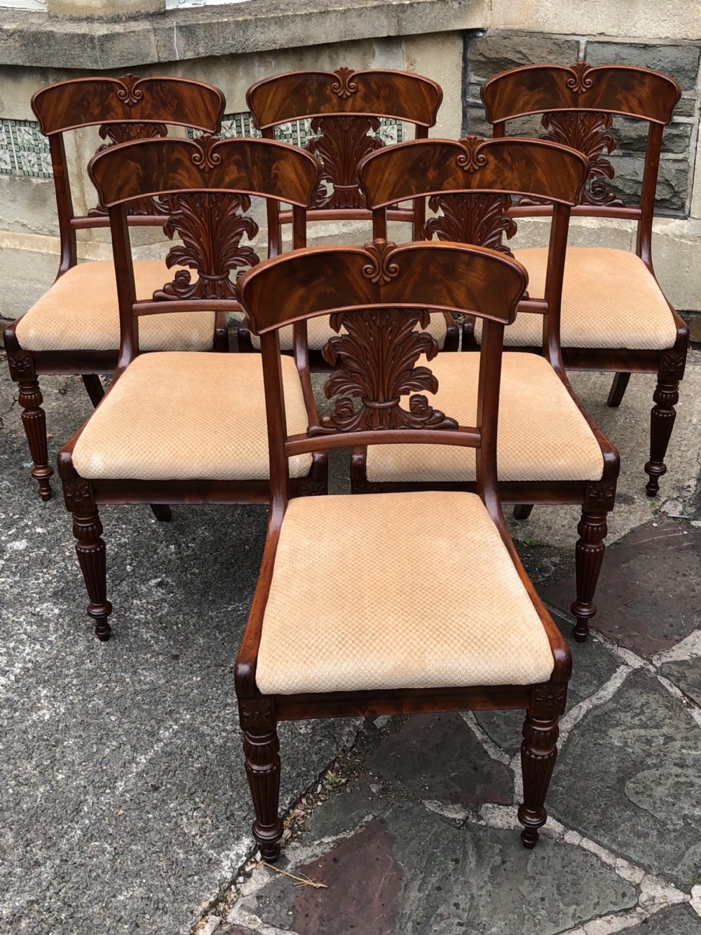 Set of six carved mahogany dining chairs  View VII