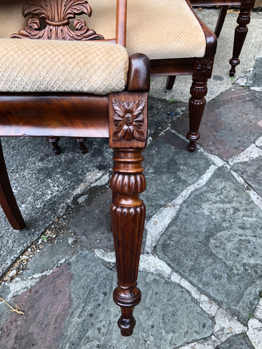 Set of six carved mahogany dining chairs  View IX