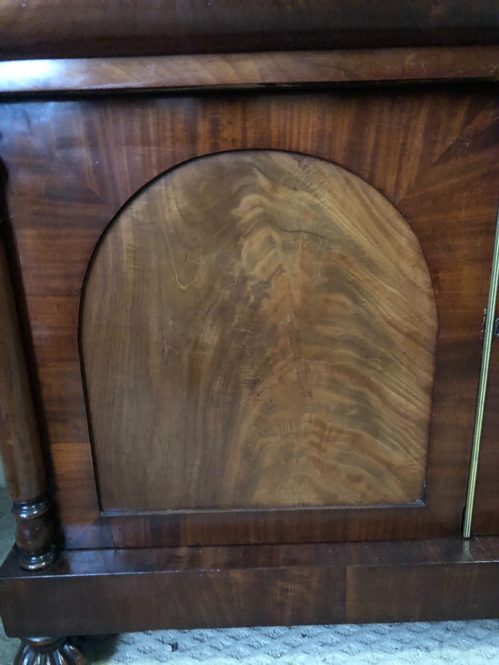 C19th mahogany chiffonier with c scrolled superstructure View VI