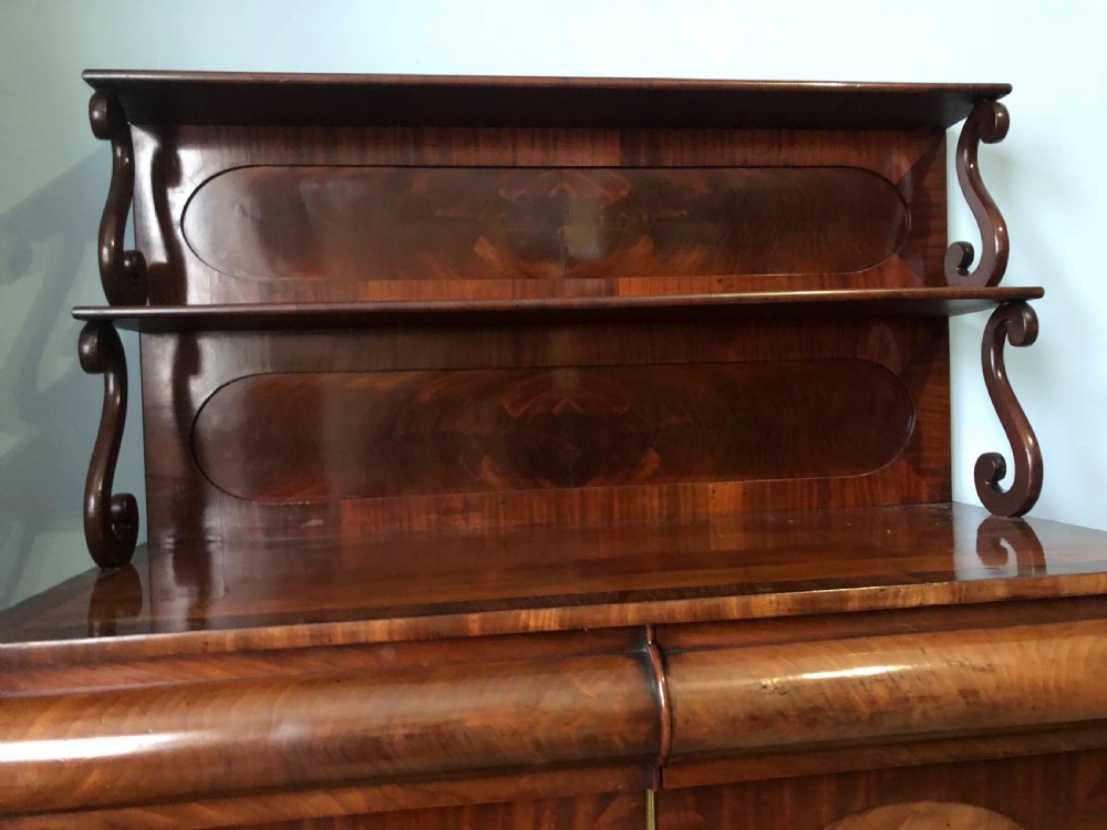 C19th mahogany chiffonier with c scrolled superstructure View XIII