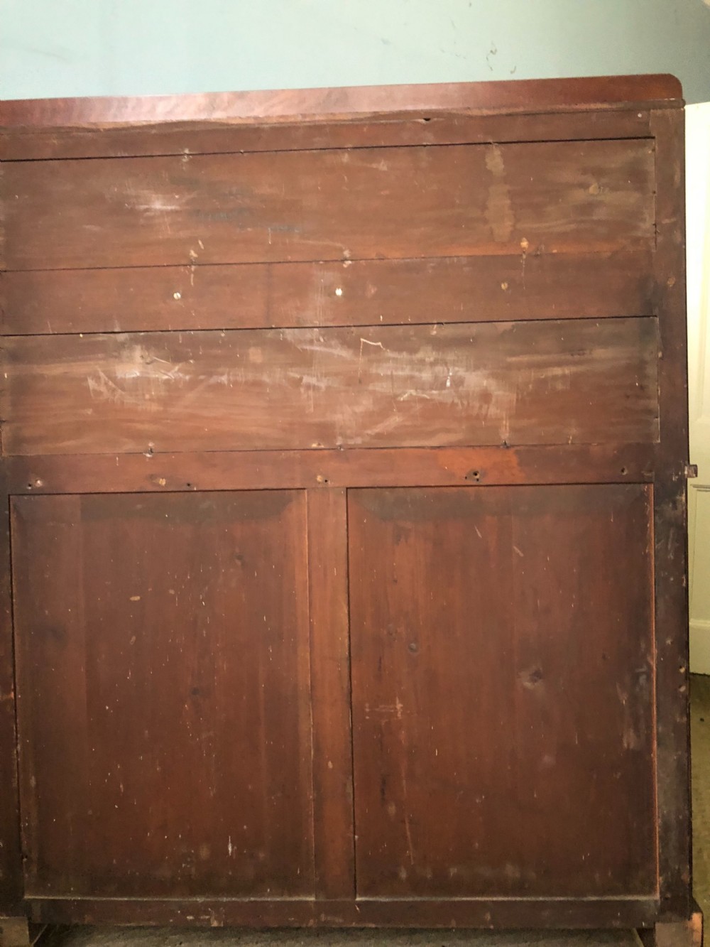 C19th mahogany chiffonier with c scrolled superstructure View XIV