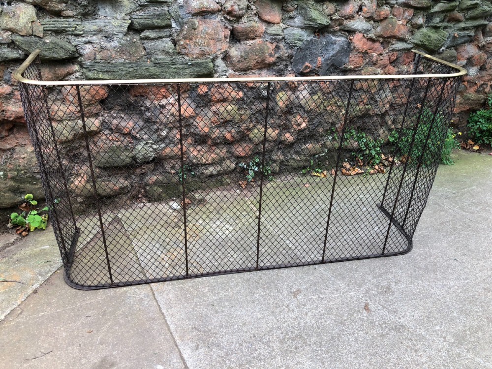 Large brass and steel fender fire guard 