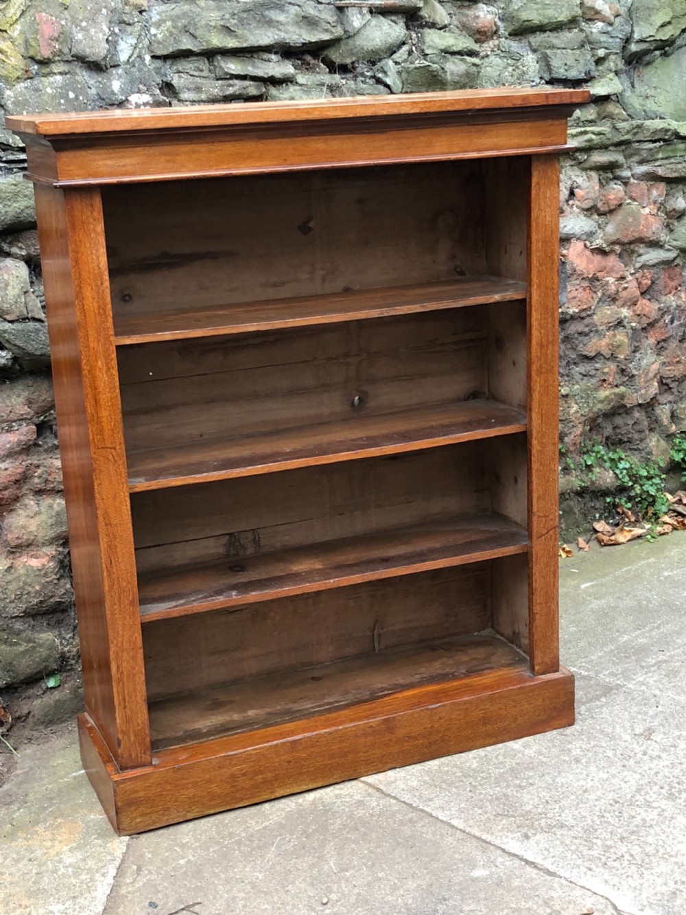 Small walnut veneered open bookcase with adjustable shelves  View III