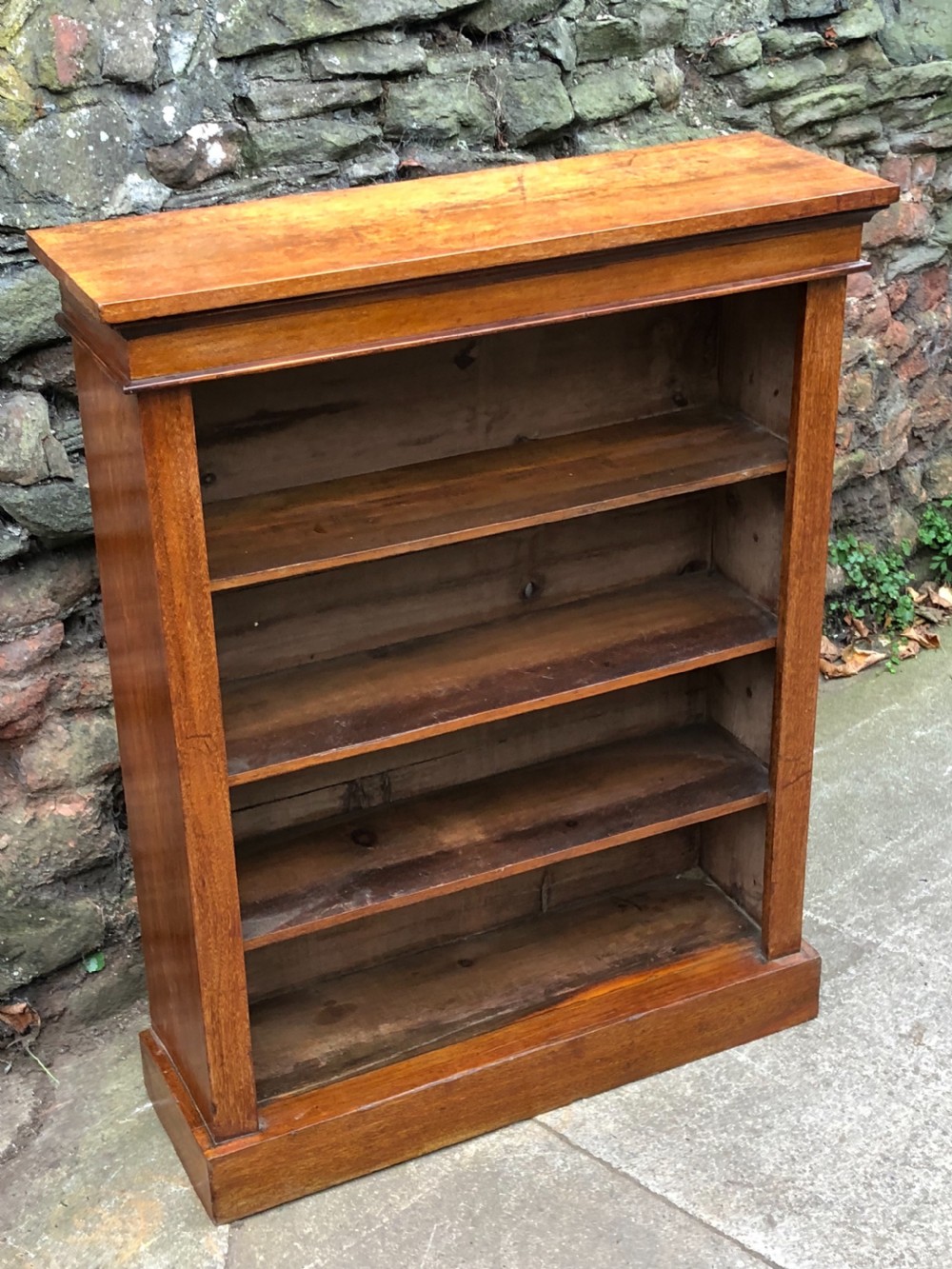 Small walnut veneered open bookcase with adjustable shelves  View IV