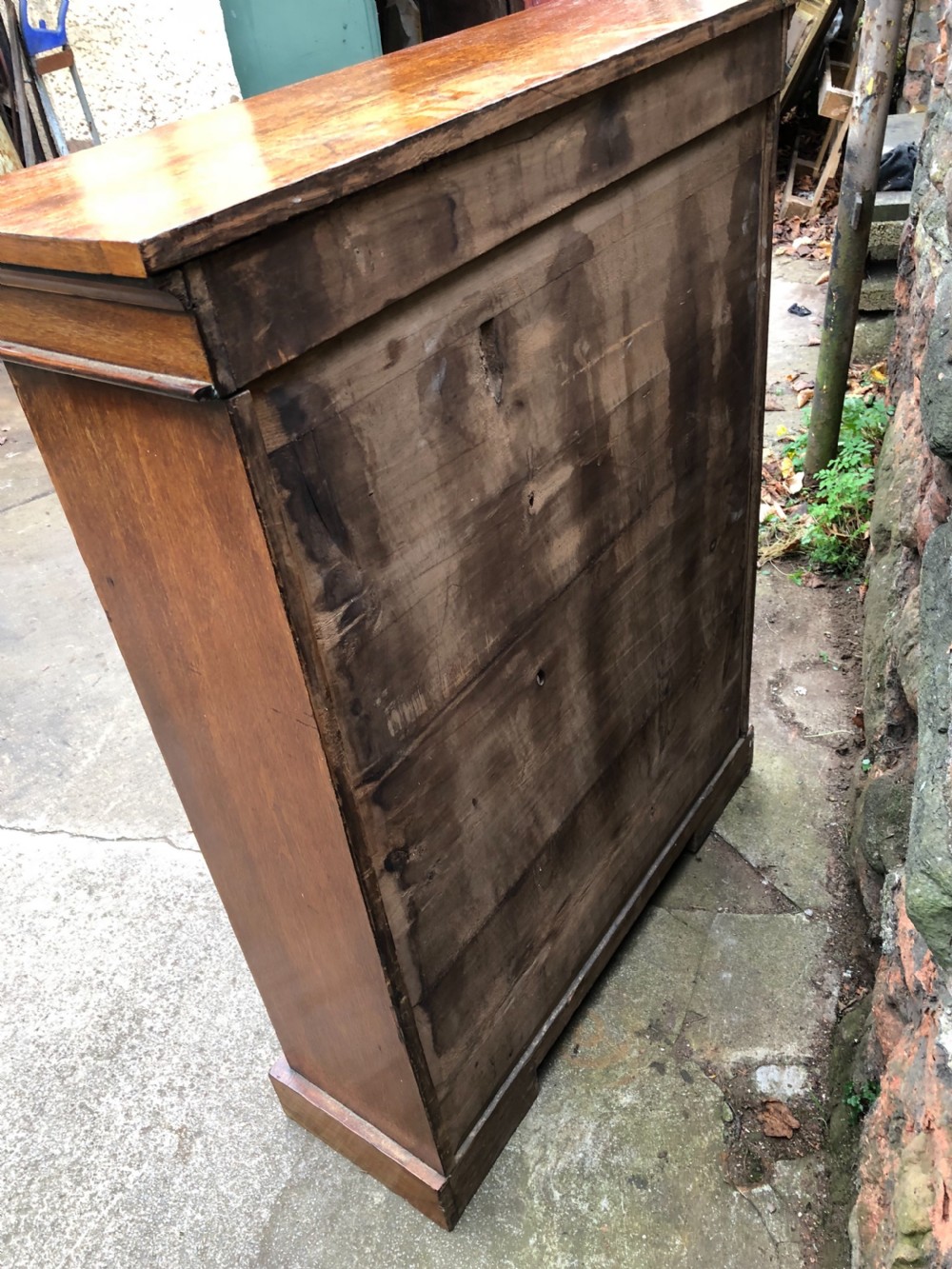 Small walnut veneered open bookcase with adjustable shelves  View VII