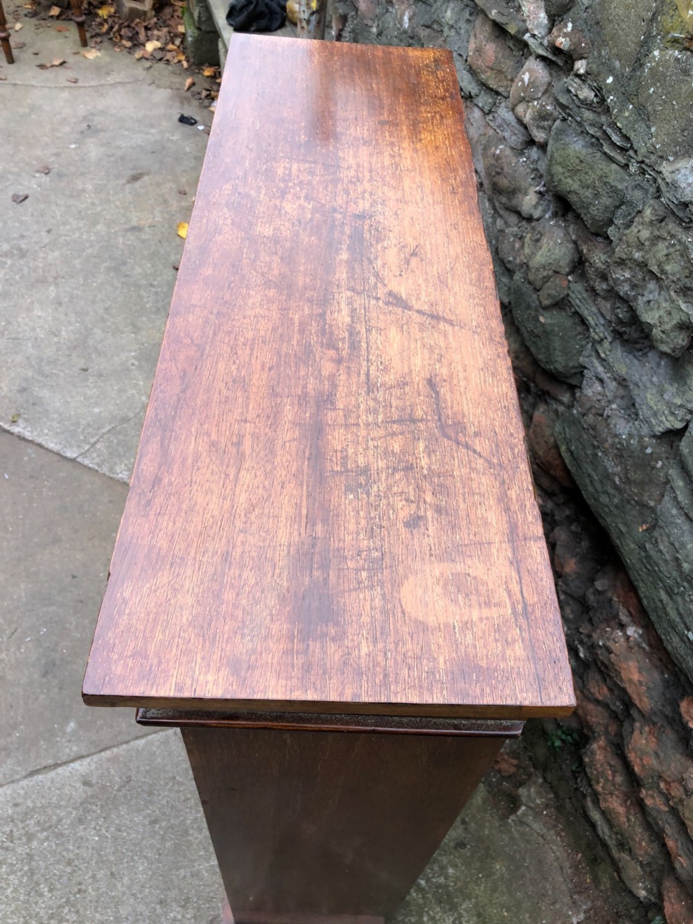 Small walnut veneered open bookcase with adjustable shelves  View VIII