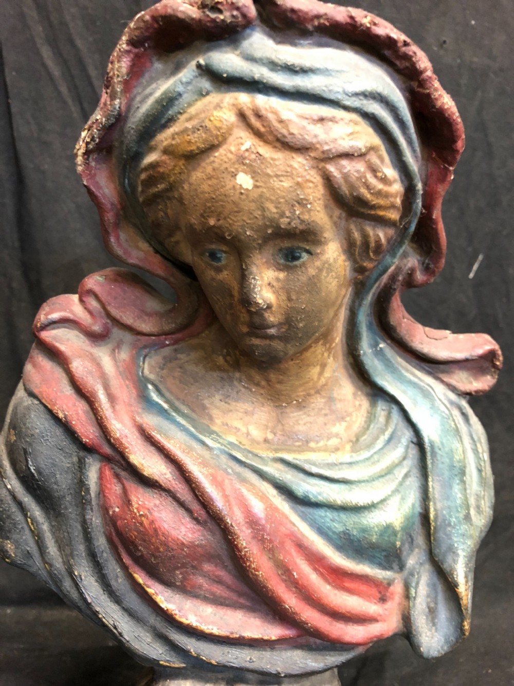 Polychrome bust of the Virgin Mary made in papier-mâché  View III