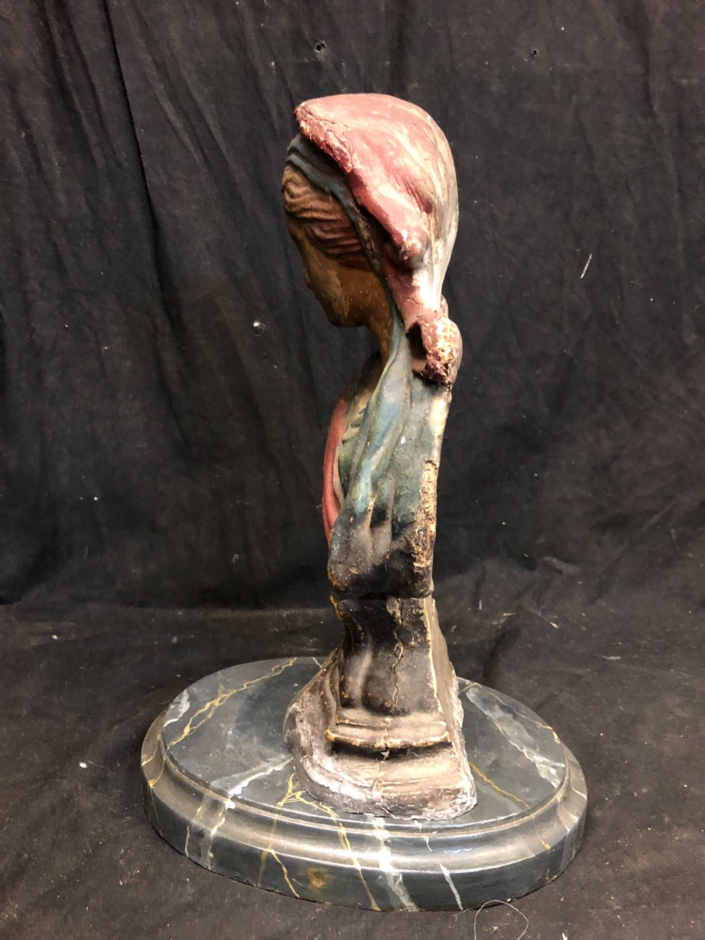 Polychrome bust of the Virgin Mary made in papier-mâché  View VI