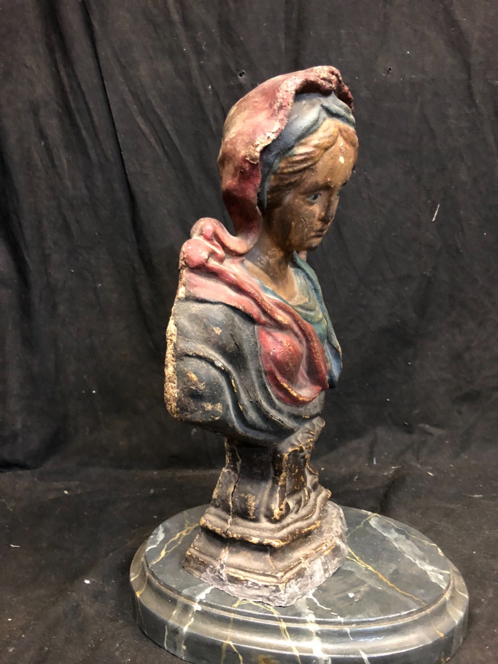 Polychrome bust of the Virgin Mary made in papier-mâché  View VII