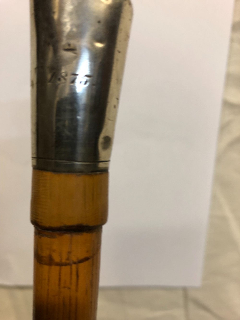 C19th white metal topped mallaca cane  View III