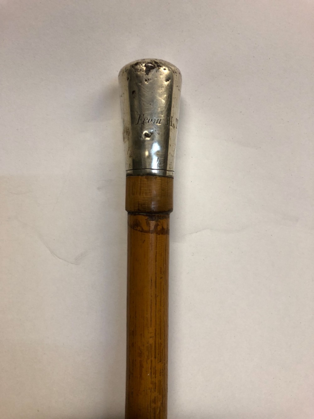 C19th white metal topped mallaca cane  View IV