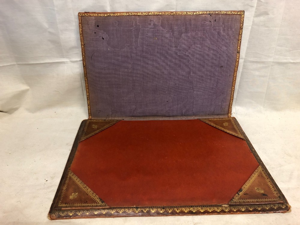 C19th tooled leather desktop blotter  View II