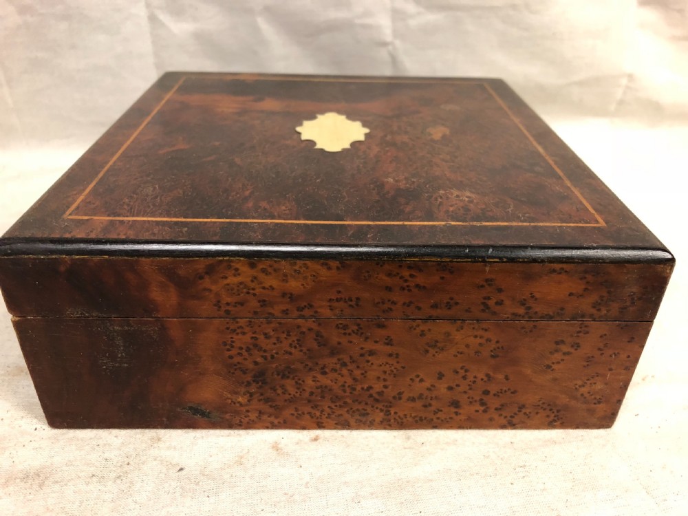 C19th small yew wood veneered jewellery box  View II