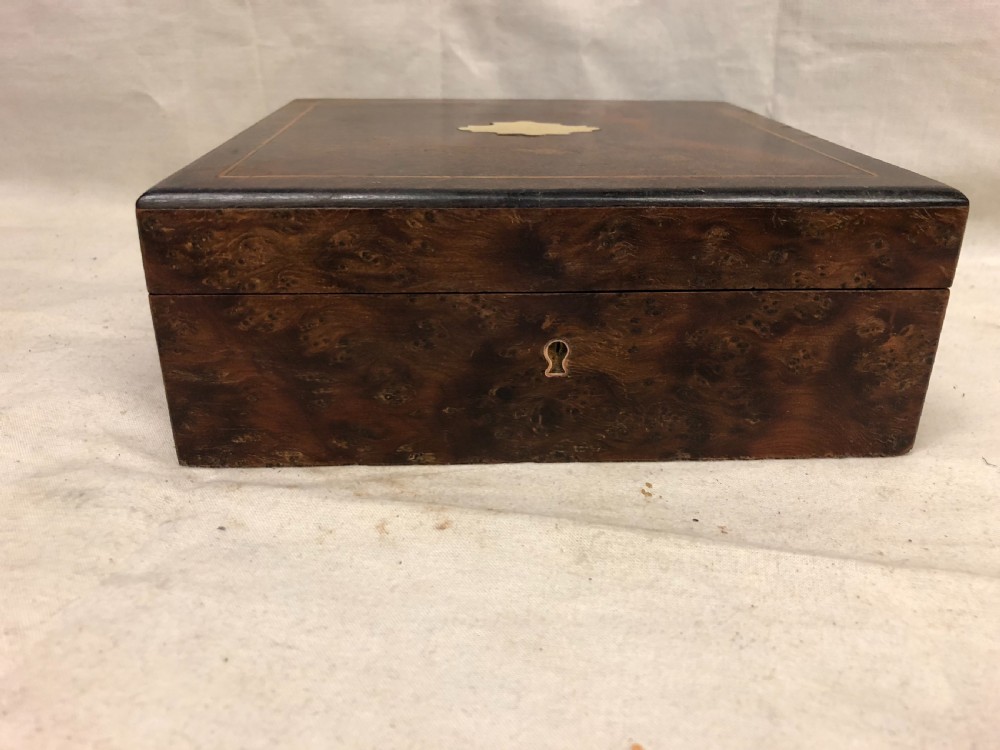 C19th small yew wood veneered jewellery box  View IV