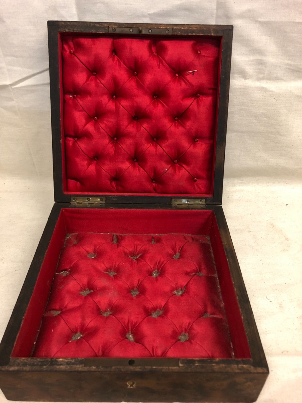 C19th small yew wood veneered jewellery box  View V