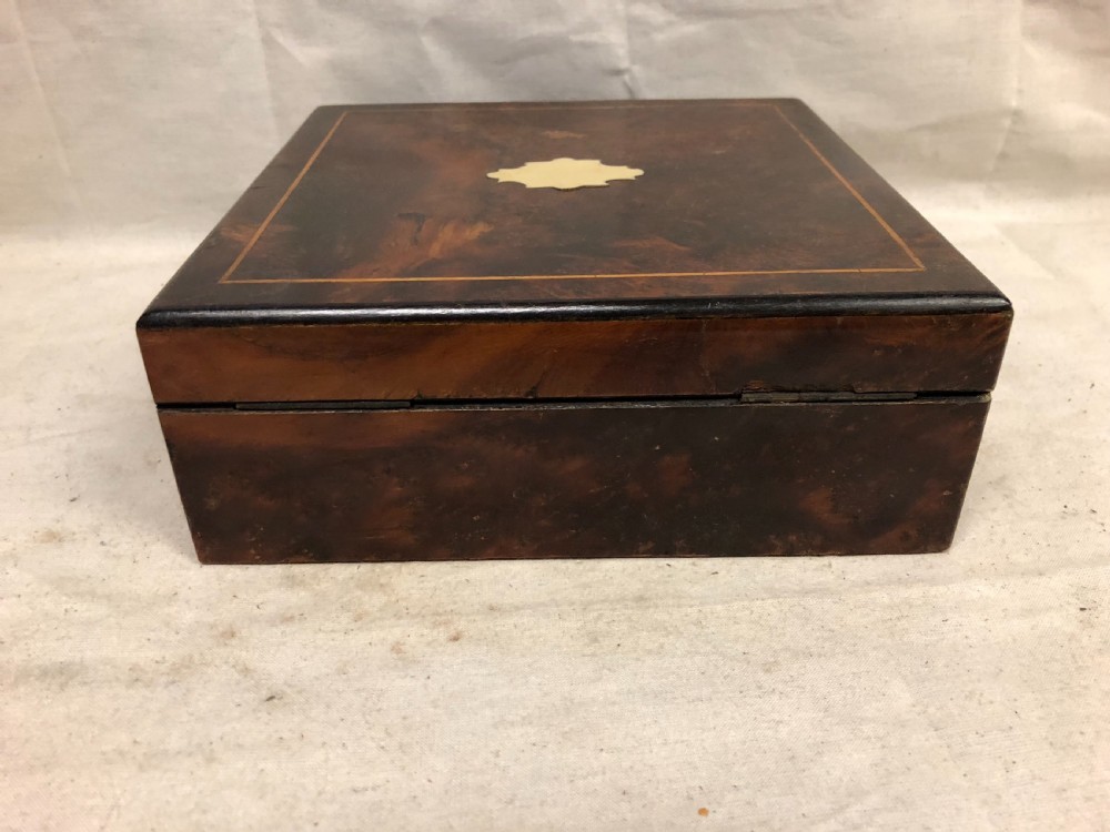 C19th small yew wood veneered jewellery box  View VII