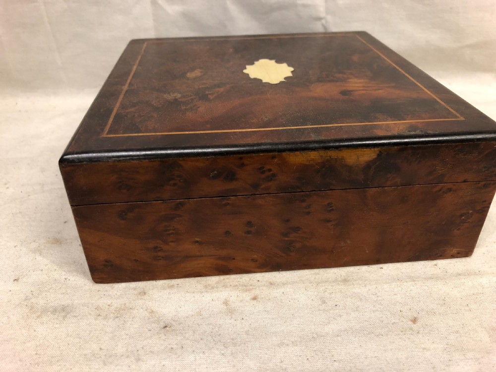C19th small yew wood veneered jewellery box  View VIII