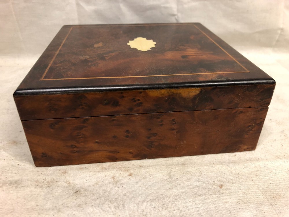 C19th small yew wood veneered jewellery box  View IX