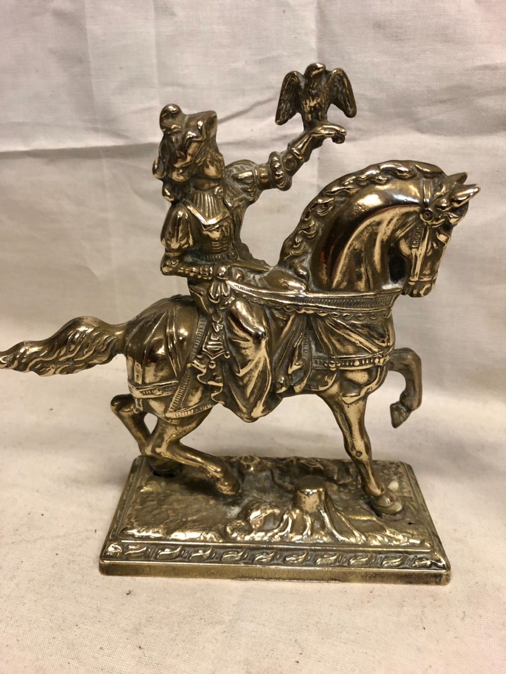Pair of brass equestrian figures  View II