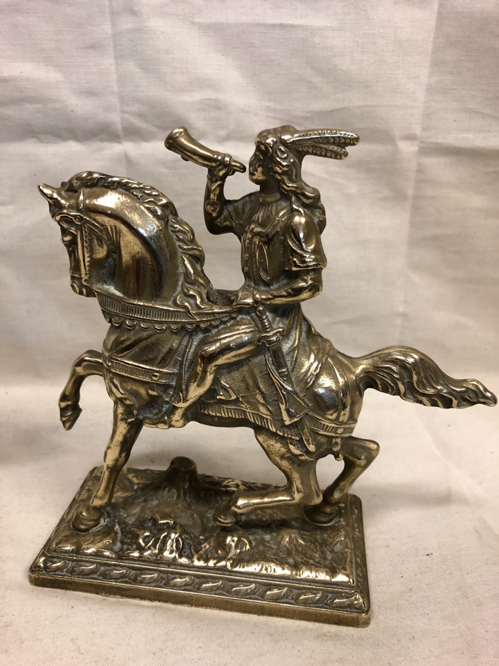 Pair of brass equestrian figures  View IV