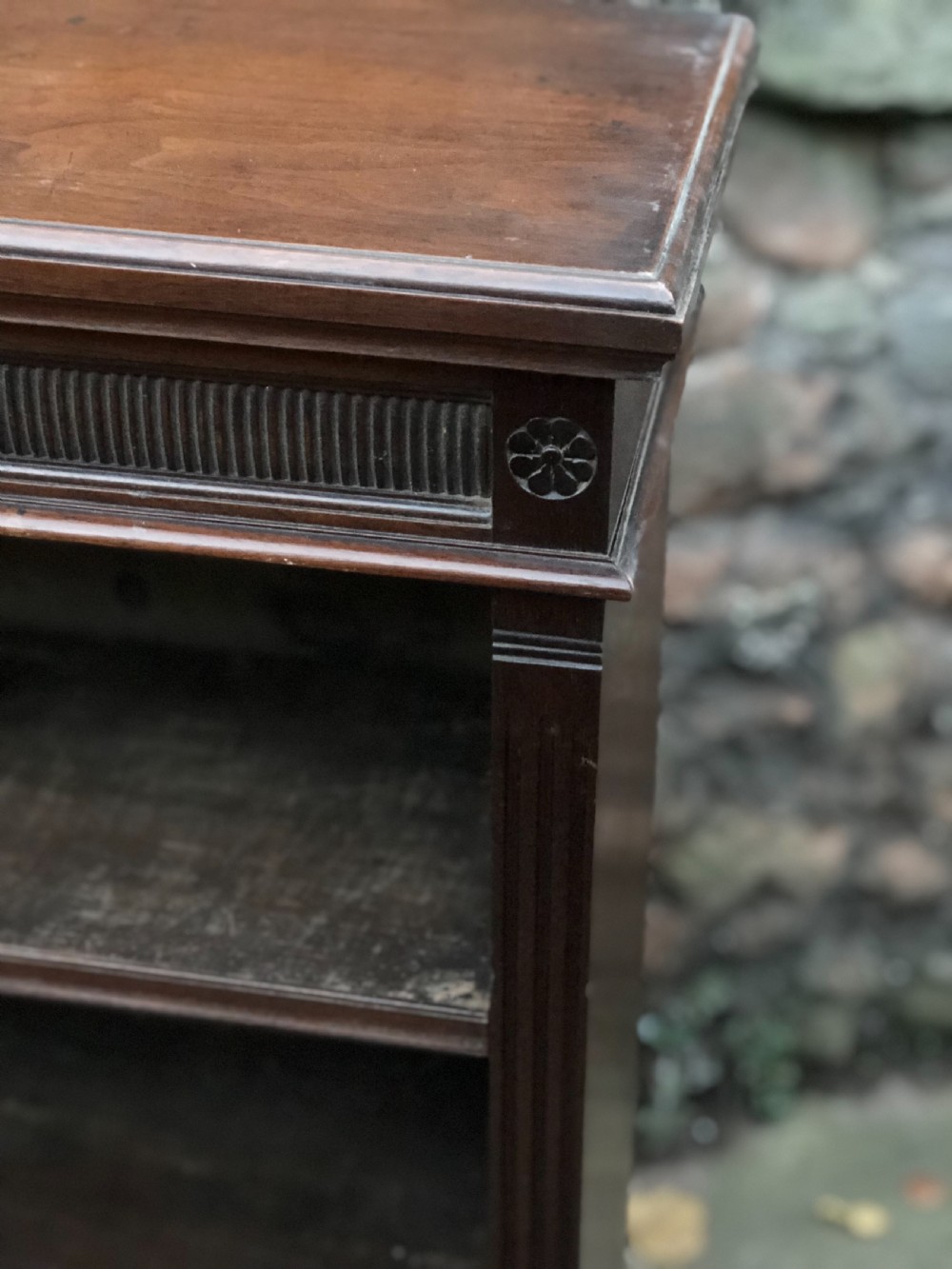 A small Victorian Walnut bookcase with three adjustable shelves  View II