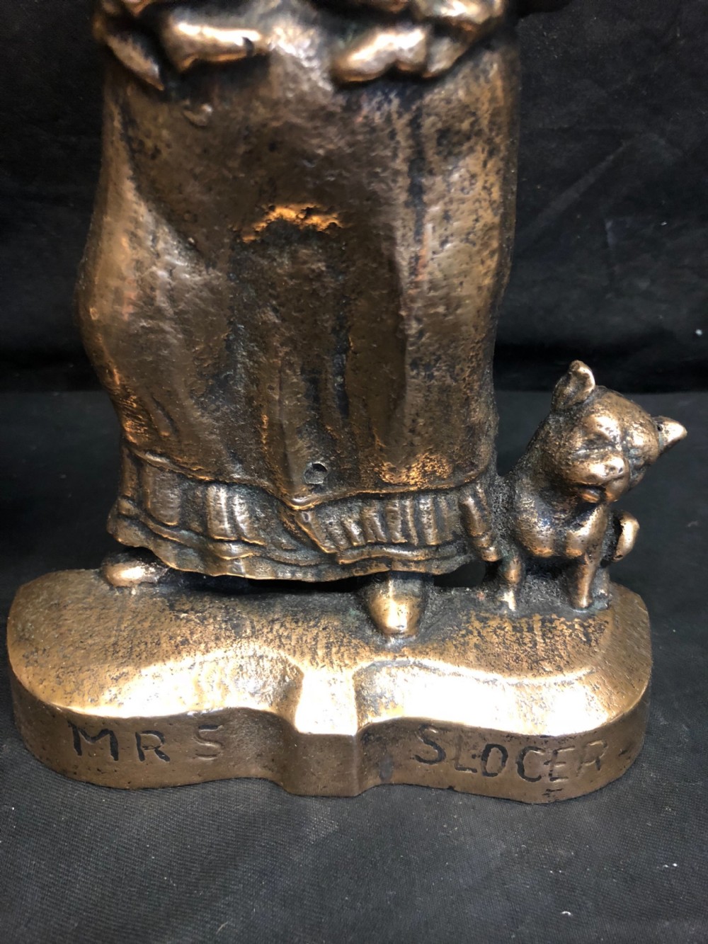 C19th pair of brass door stops ally and Mrs Sloper View IV
