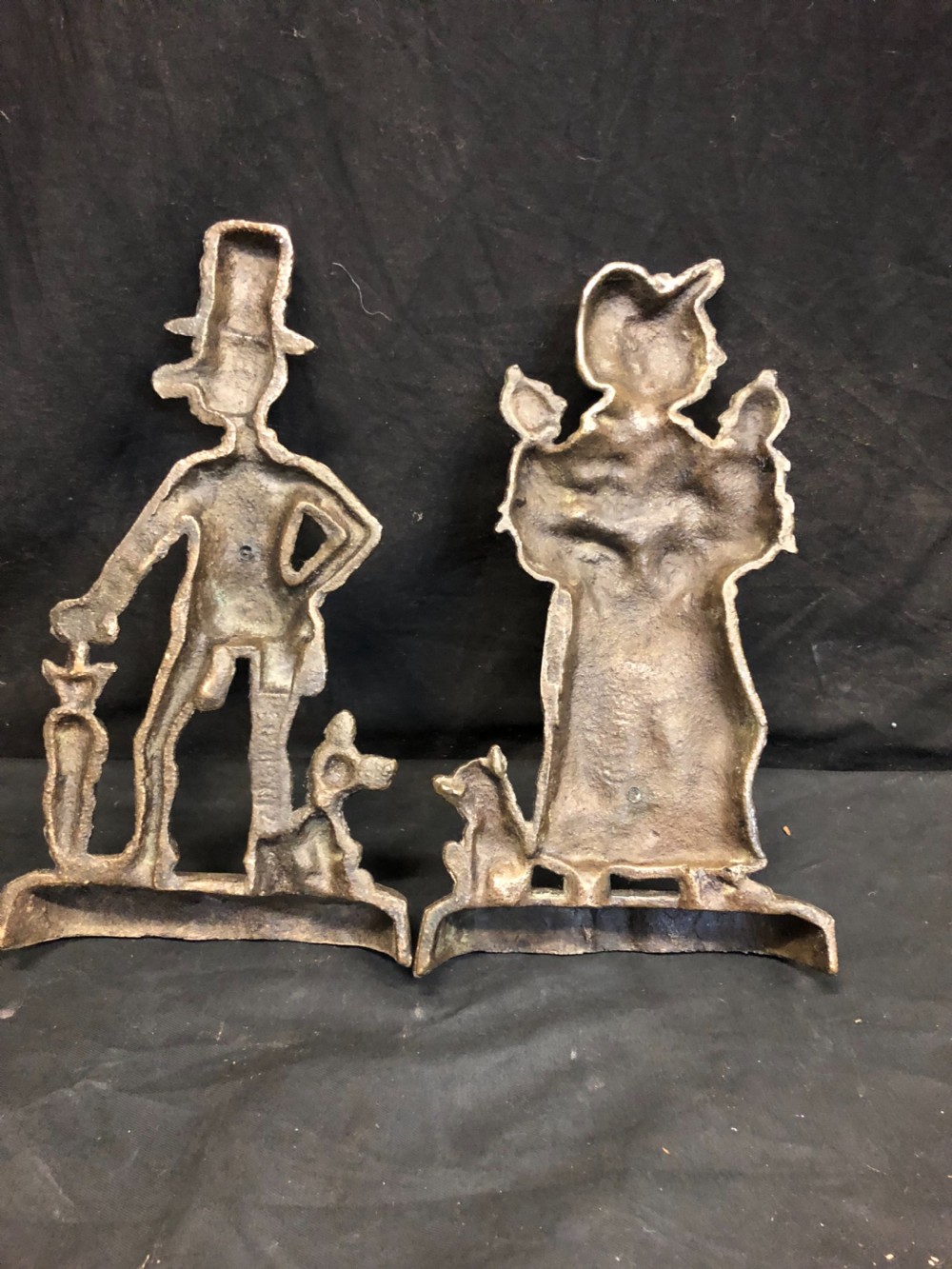 C19th pair of brass door stops ally and Mrs Sloper View VI